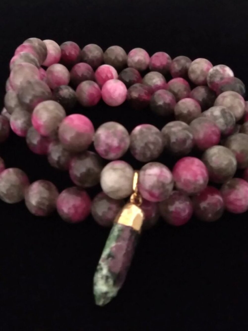 Handcrafted Ruby Fuschite Charm Stretch Bracelet Stack